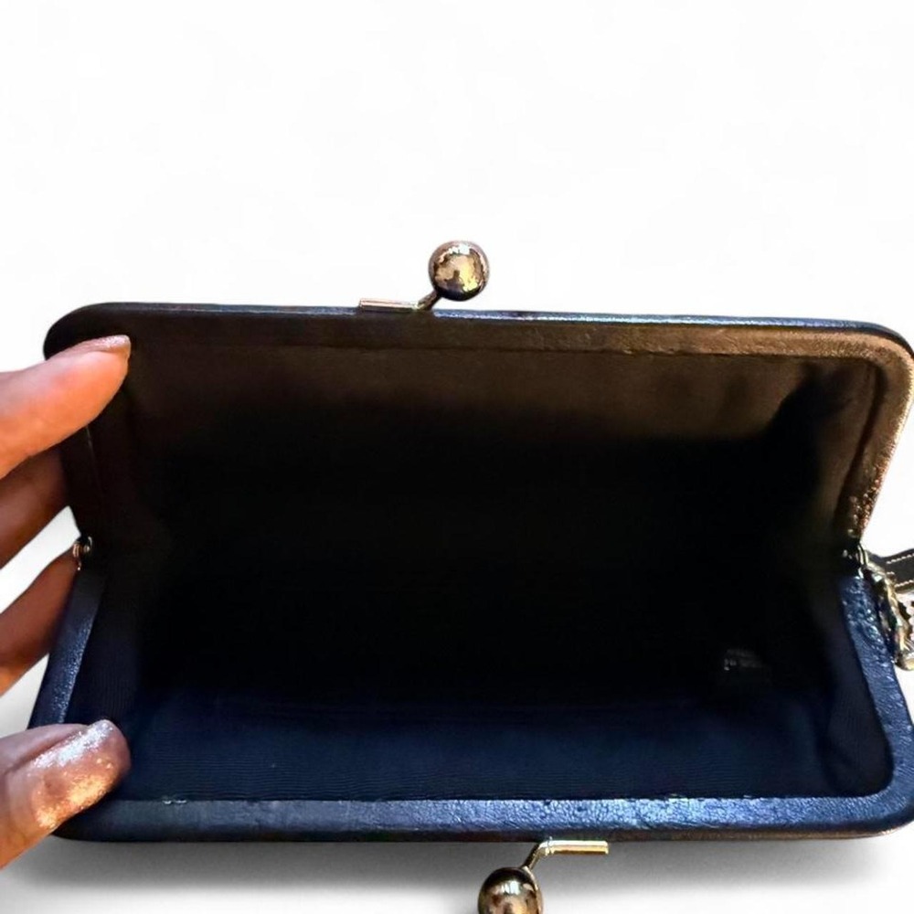 Coach Soho Black Leather Kisslock Wristlet Clutch - Picture 3 of 4